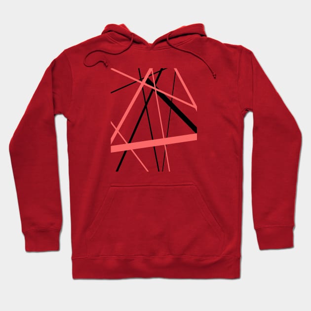 Criss Crossed Coral and Black Stripes Hoodie by taiche